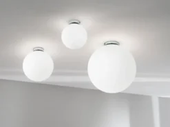Kleine LED Deckenleuchte 1 flammig Glaskugel Opal Weiß, Ø 20cm