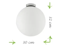 Kleine LED Deckenleuchte 1 flammig Glaskugel Opal Weiß, Ø 30cm