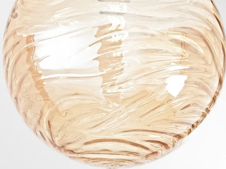 Kleine LED Deckenleuchte Glaskugel Wellenmuster Champagner, Ø 30cm