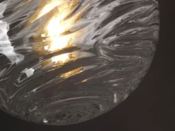 Kleine LED Deckenleuchte Glaskugel Wellenmuster Transparent, Ø25cm