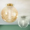 Kleine LED Deckenleuchte Glaskugel Wellenmuster Transparent, Ø 30cm