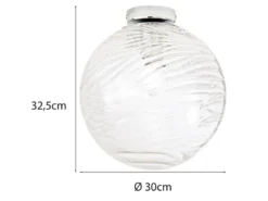Kleine LED Deckenleuchte Glaskugel Wellenmuster Transparent, Ø 30cm