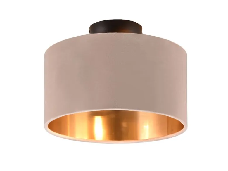 Kleine LED Deckenleuchte mit Samt Lampenschirm Beige Gold, Ø 30cm