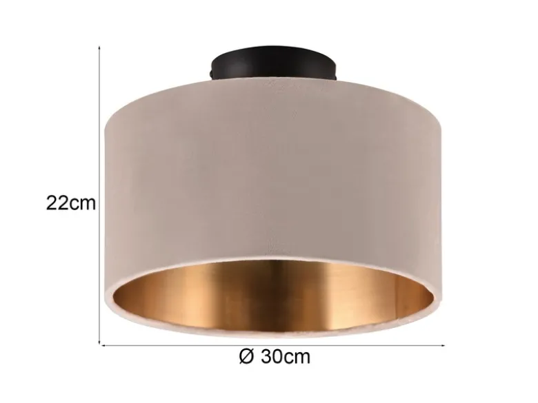 Kleine LED Deckenleuchte mit Samt Lampenschirm Beige Gold, Ø 30cm