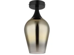Kleine LED Deckenleuchte mit Glas Lampenschirm Gold, Ø 15cm
