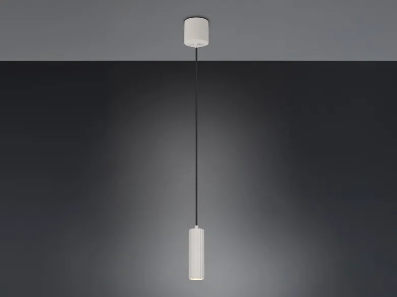 Kleine LED Pendelleuchte einflammig aus Metall Hellgrau Ø 5,5cm