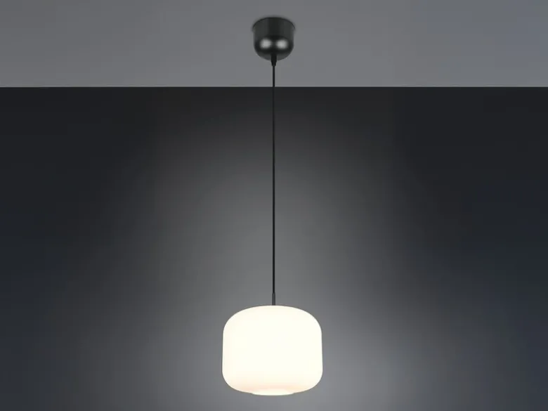 Kleine LED Pendelleuchte einflammig mit Glas Lampenschirm Weiß Ø 25cm