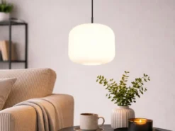 Kleine LED Pendelleuchte einflammig mit Glas Lampenschirm Weiß Ø 25cm