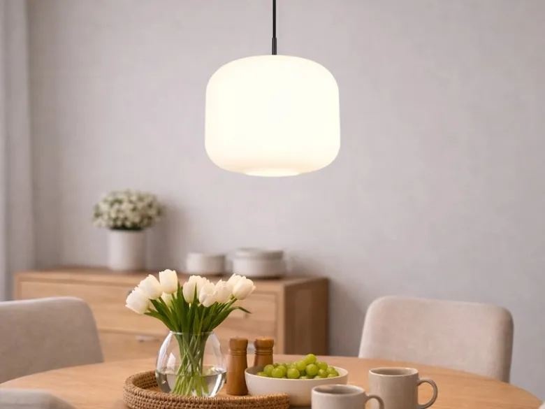 Kleine LED Pendelleuchte einflammig mit Glas Lampenschirm Weiß Ø 25cm
