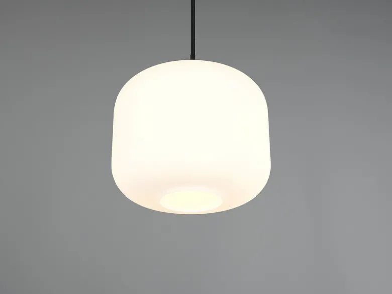 Kleine LED Pendelleuchte einflammig mit Glas Lampenschirm Weiß Ø 25cm