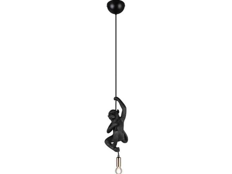 Kleine LED Pendelleuchte einflammig Affenlampe Schwarz, Breite 14,5cm
