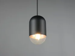 Kleine LED Pendelleuchte einflammig aus Metall in Schwarz, Ø 10cm