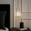 Kleine LED Pendelleuchte einflammig mit Rauchglas Kristall Ø 13,5cm