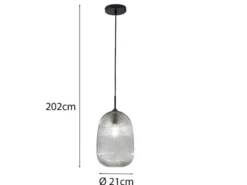 Kleine LED Pendelleuchte einflammig mit Glasschirm Rauchglas Ø 21cm