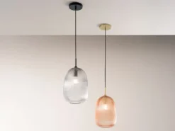Kleine LED Pendelleuchte einflammig mit Glasschirm Rauchglas Ø 21cm