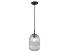 Kleine LED Pendelleuchte einflammig mit Glasschirm Rauchglas Ø 21cm
