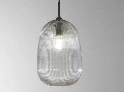 Kleine LED Pendelleuchte einflammig mit Glasschirm Rauchglas Ø 21cm
