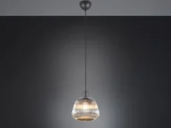 Kleine LED Pendelleuchte 1-flammig mit Glasschirm Chrom bedampft, Ø 22cm