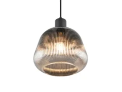Kleine LED Pendelleuchte 1-flammig mit Glasschirm Chrom bedampft, Ø 22cm