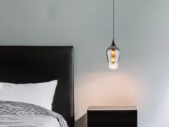 Kleine LED Pendelleuchte 1-flammig Rauchglas Lampenschirm, Ø 18cm