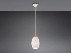 Kleine LED Pendelleuchte in Weiß mit ausgefallenem Stanzmuster, Ø 15cm