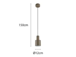 Kleine LED Pendelleuchte mit Metall Lampenschirm Taupe, Ø 12cm