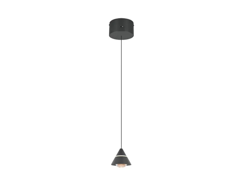 Kleine LED Pendelleuchte ROMEO höhenverstellbar, einflammig, Schwarz Ø 10cm