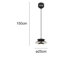 Kleine LED Pendelleuchte skandinavisch mit Metall Lampenschirm Schwarz Ø 25cm