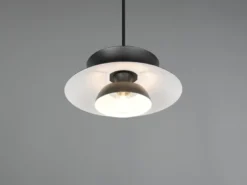 Kleine LED Pendelleuchte skandinavisch mit Metall Lampenschirm Schwarz Ø 25cm