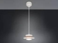 Kleine LED Pendelleuchte skandinavisch mit Metall Lampenschirm Grau Braun Ø 25cm
