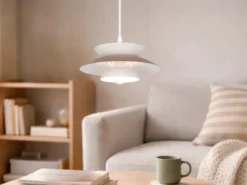 Kleine LED Pendelleuchte skandinavisch mit Metall Lampenschirm Grau Braun Ø 25cm