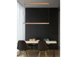 Kleine LED Stehlampe BELLARI aus Holz mit Touch Dimmer, Höhe 115cm