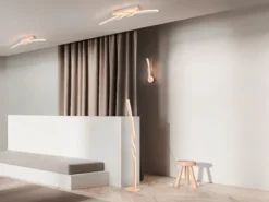 Kleine LED Stehlampe GINKO Metall Beige, Höhe 110cm