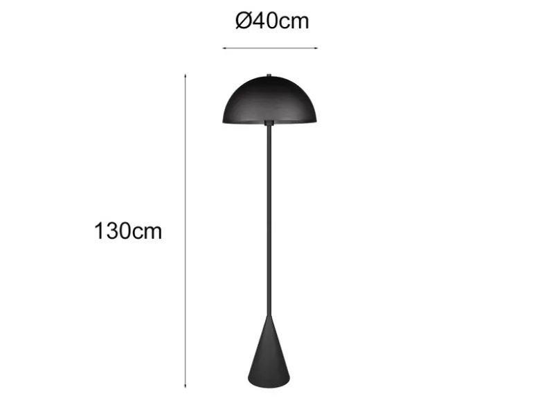 Kleine LED Stehleuchte in Pilzform aus Metall Schwarz, Höhe 130cm