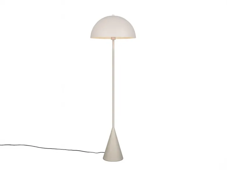 Kleine LED Stehleuchte in Pilzform aus Metall Hellgrau, Höhe 130cm