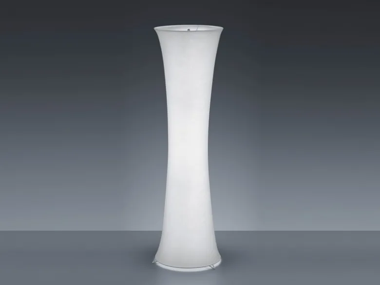 Kleine LED Stehleuchte Lichtsäule aus Stoff in Weiß Zylinder, Höhe 123cm