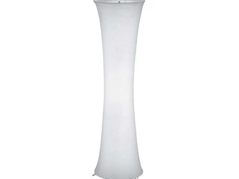 Kleine LED Stehleuchte Lichtsäule aus Stoff in Weiß Zylinder, Höhe 123cm