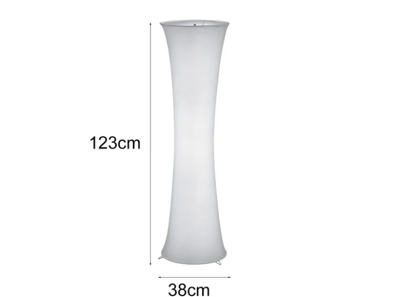 Kleine LED Stehleuchte Lichtsäule aus Stoff in Weiß Zylinder, Höhe 123cm
