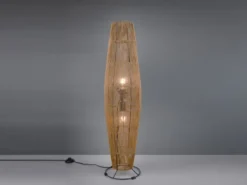 Kleine LED Stehleuchte mit Papier Lampenschirm im Boho Stil, Höhe 103cm