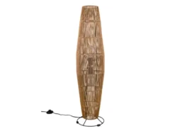 Kleine LED Stehleuchte mit Papier Lampenschirm im Boho Stil, Höhe 103cm