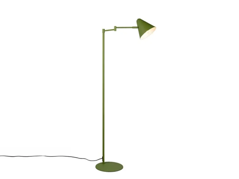 Kleine LED Stehleuchte mit Schwenkarm aus Metall Grün, Höhe 126,5cm