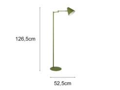 Kleine LED Stehleuchte mit Schwenkarm aus Metall Grün, Höhe 126,5cm