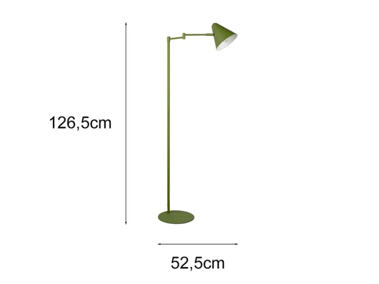 Kleine LED Stehleuchte mit Schwenkarm aus Metall Grün, Höhe 126,5cm
