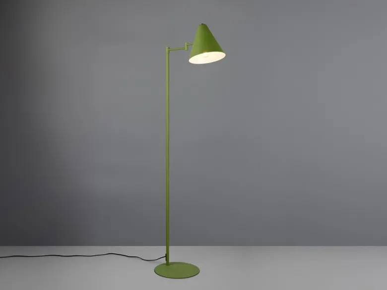 Kleine LED Stehleuchte mit Schwenkarm aus Metall Grün, Höhe 126,5cm