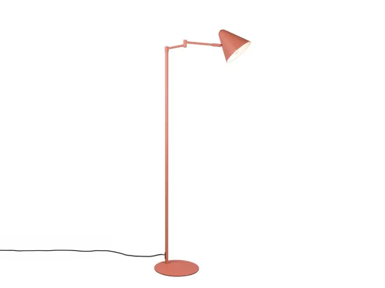 Kleine LED Stehleuchte mit Schwenkarm aus Metall Apricot, Höhe 126,5cm
