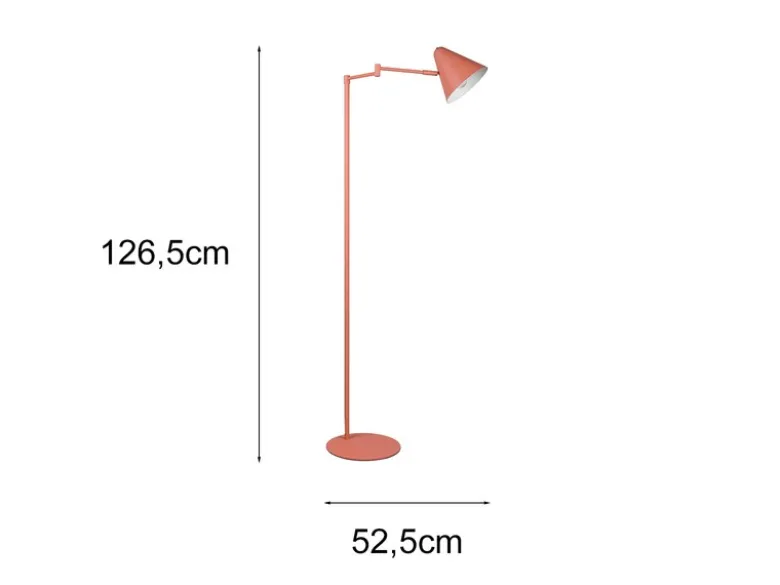 Kleine LED Stehleuchte mit Schwenkarm aus Metall Apricot, Höhe 126,5cm