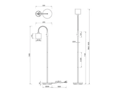 Kleine LED Stehleuchte Silber mit Flexarm und Stoffschirm Weiß, Höhe 130cm