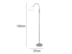 Kleine LED Stehleuchte Silber mit Flexarm und Stoffschirm Weiß, Höhe 130cm