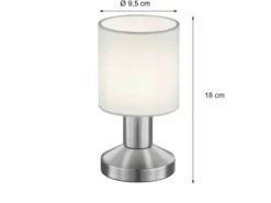 Kleine LED Tischlampe mit Touchfunktion & Stoffschirm Weiß, Höhe 18cm