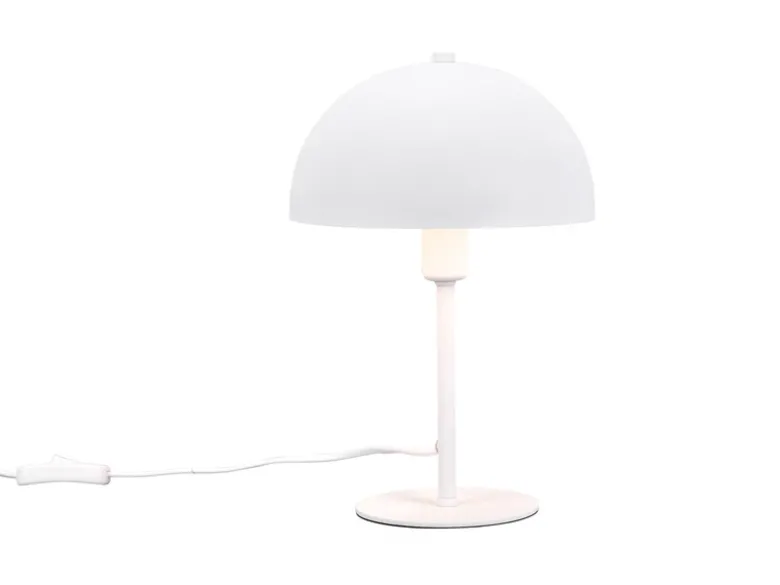 Kleine LED Tischleuchte aus Metall Weiß in Pilzform, Höhe 30cm